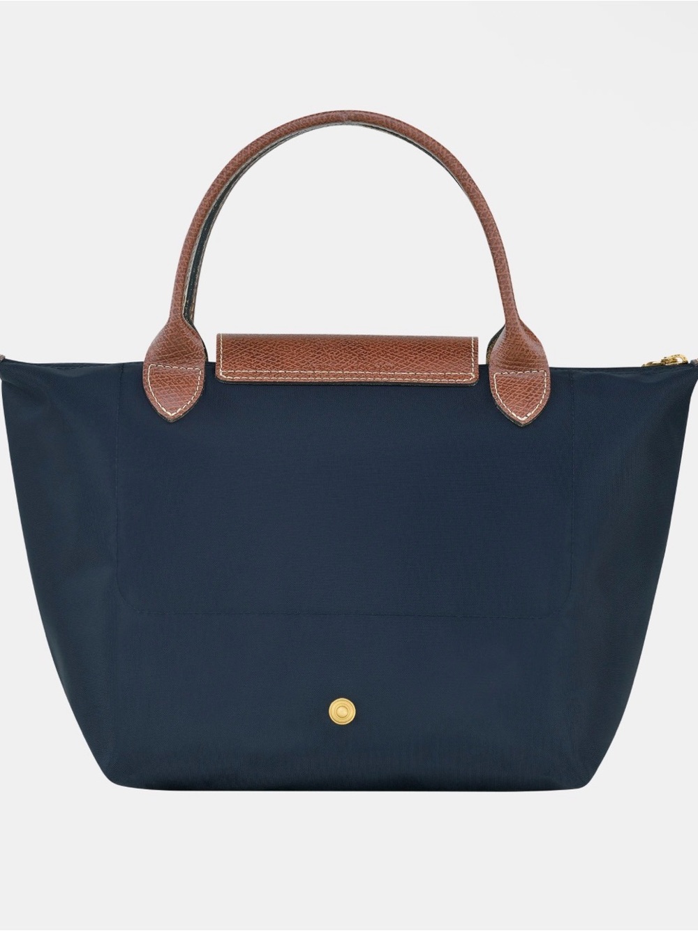 Longchamp Le Pliage Small Tote Navy Nylon Brown Leather – New w/ Minor Flaw - Picture 3 of 10
